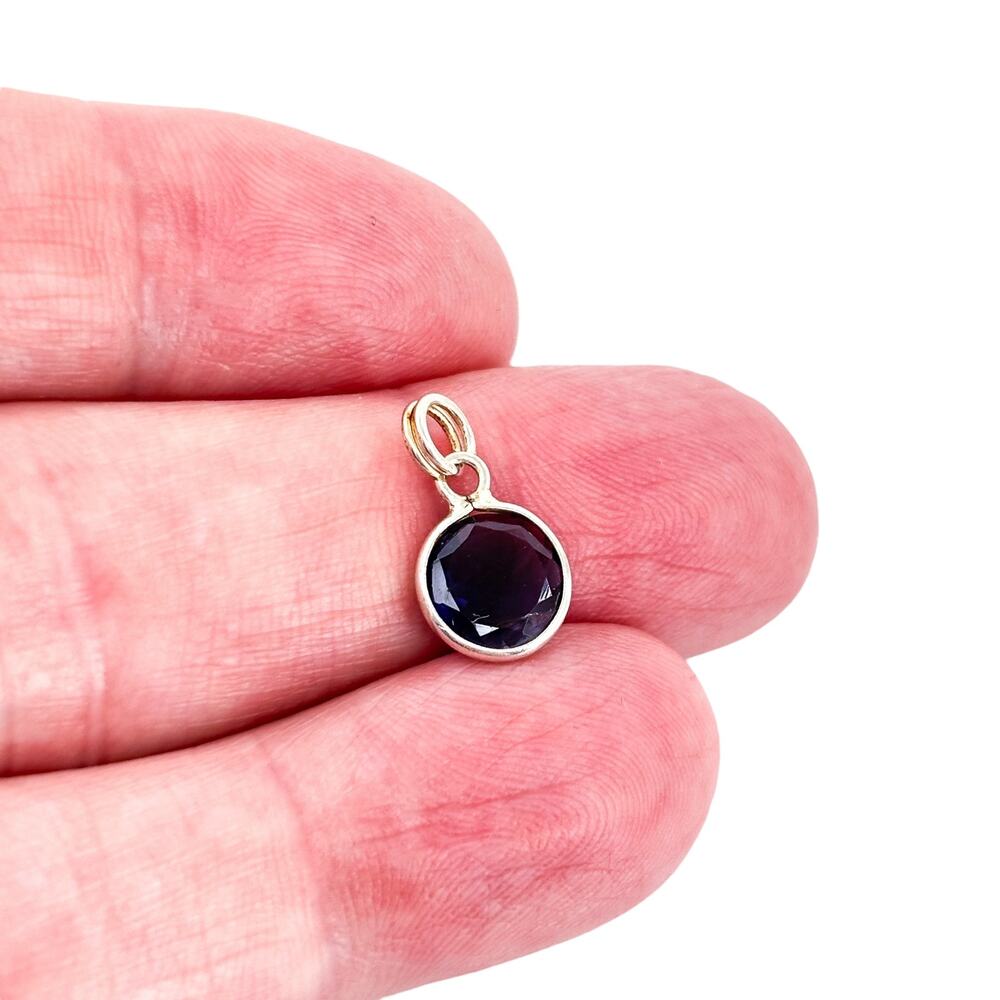 Vintage Sterling Silver 925 Blue Crystal Round Charm Pendant